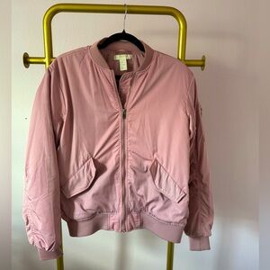 H&M dusty rose bomber jacket